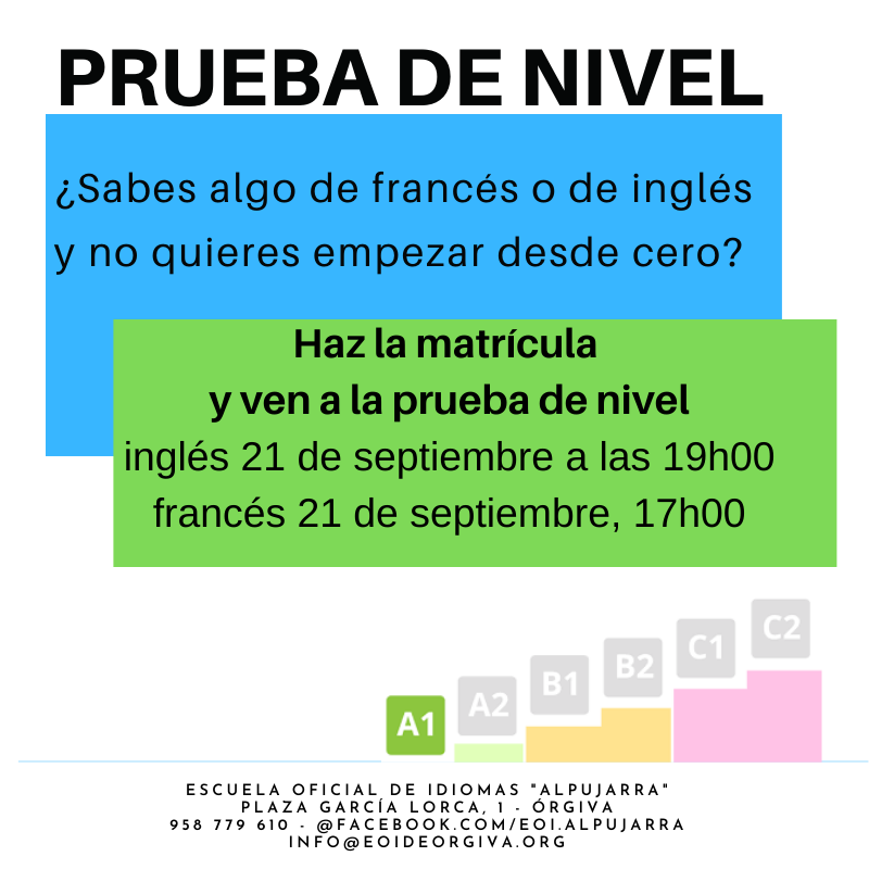 Pruebas De Nivel Escuela Oficial De Idiomas De Órgiva 4367